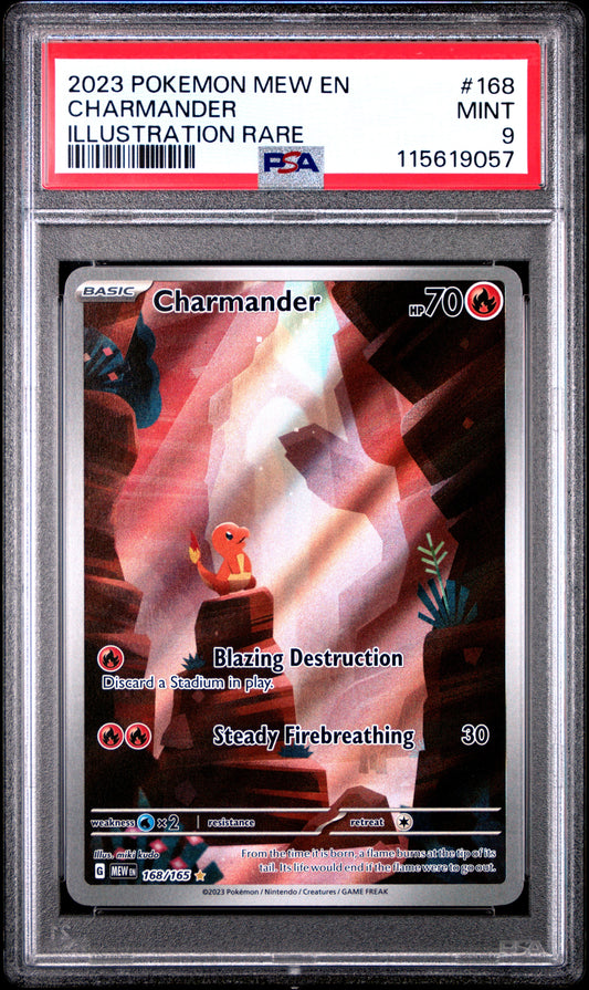 2023 Pokemon Mew En-151 168 Charmander Illustration Rare - PSA 9