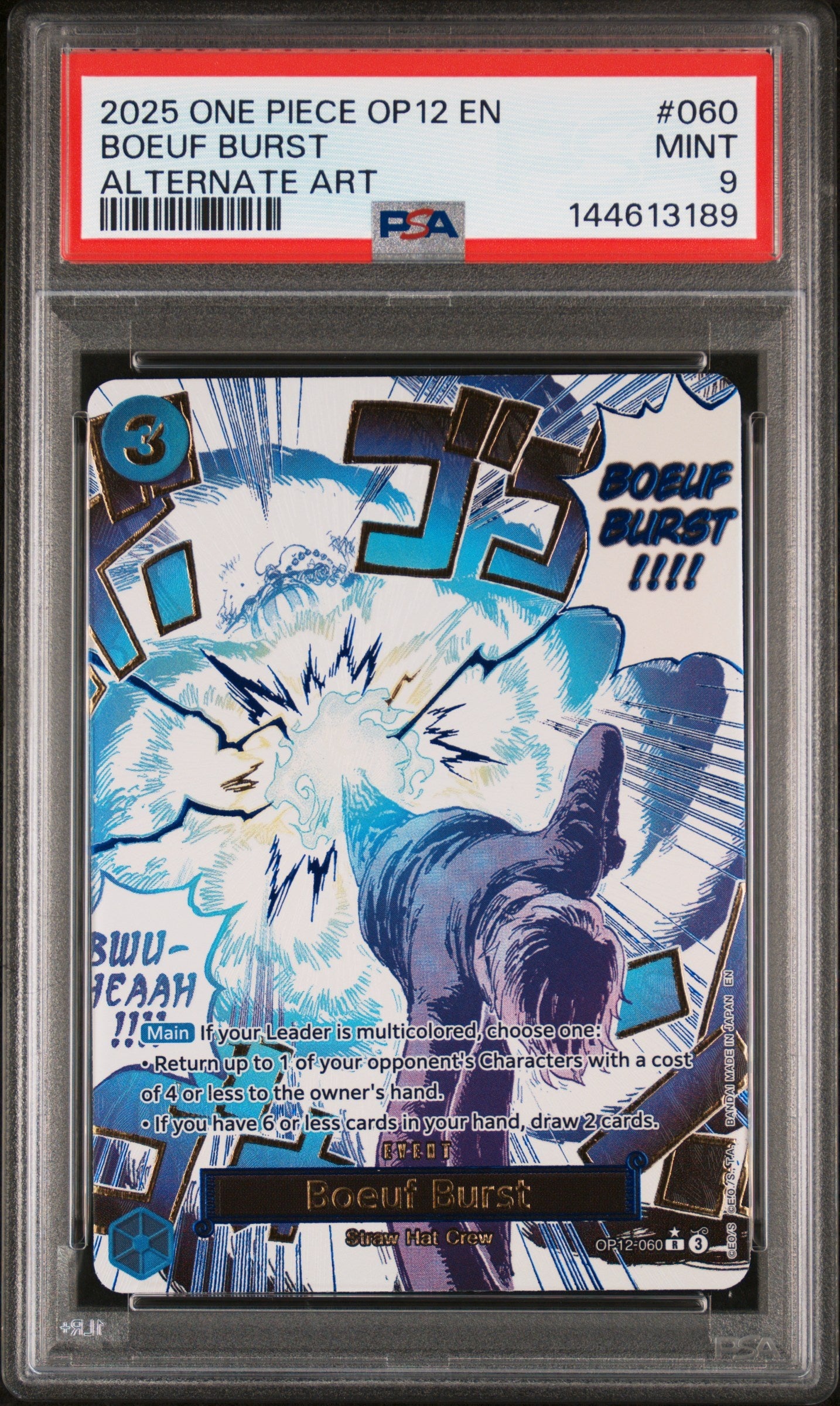 2025 One Piece Op12-Legacy Of The Master 060 Boeuf Burst Alternate Art - PSA 9