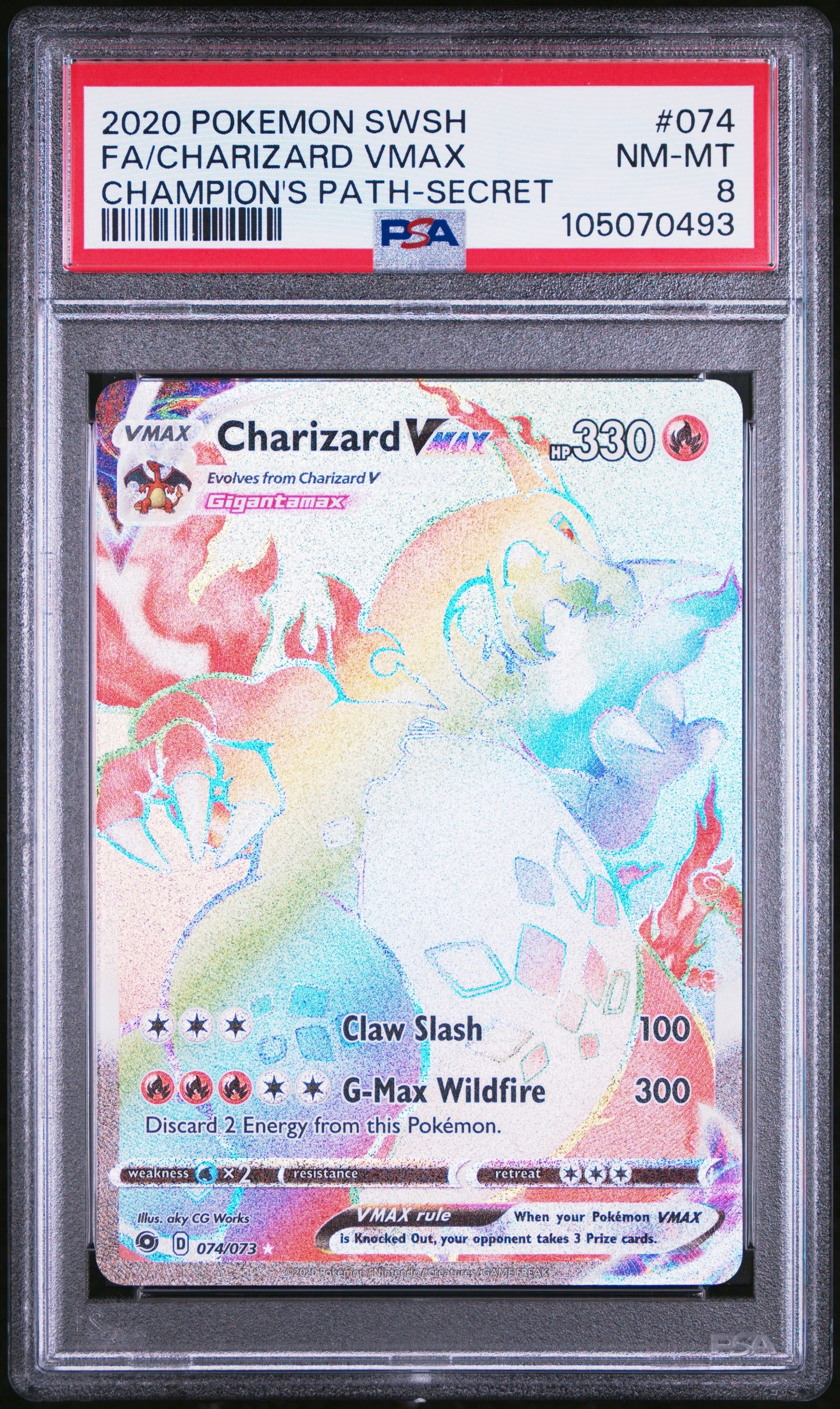 2020 Pokemon Sword & Shield Champion's Path 074 Charizard VMax - PSA 8