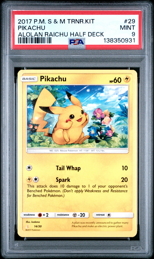 2017 Pokemon Sun & Moon Trainer Kit Alolan Raichu Half Deck 29 Pikachu Alolan Raichu Half Deck - PSA 9