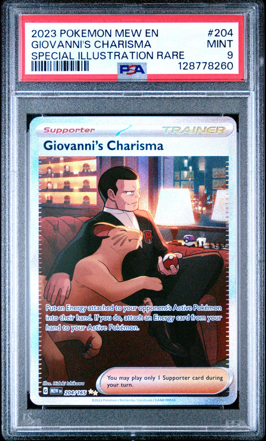 2023 Pokemon Mew En-151 204 Giovanni's Charisma Special Illustration Rare - PSA 9