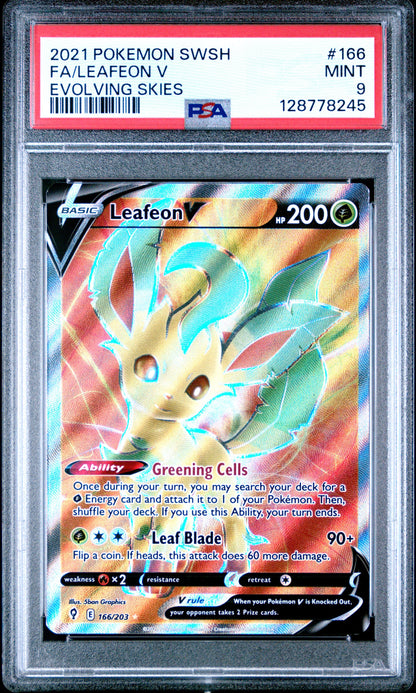 2021 Pokemon Sword & Shield Evolving Skies 166 Leafeon V - PSA 9