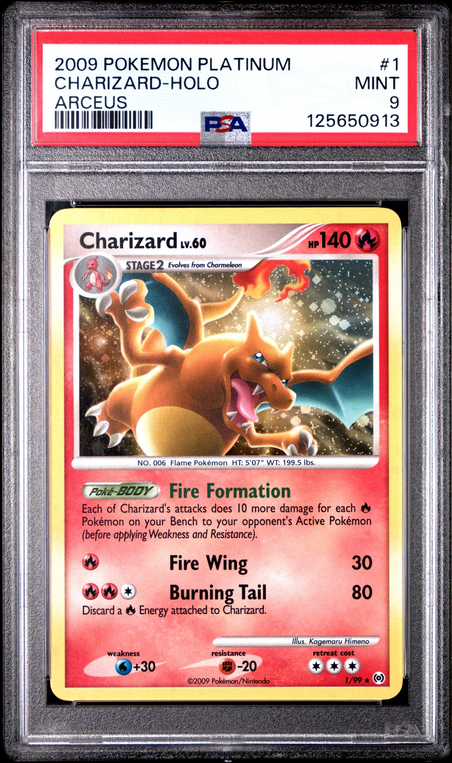 2009 Pokemon Platinum Arceus 1 Charizard-Holo - PSA 9