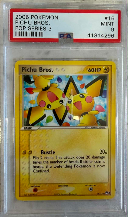 2006 Pokemon Pop Series 3 16 Pichu Bros. Pop Series 3 - PSA 9