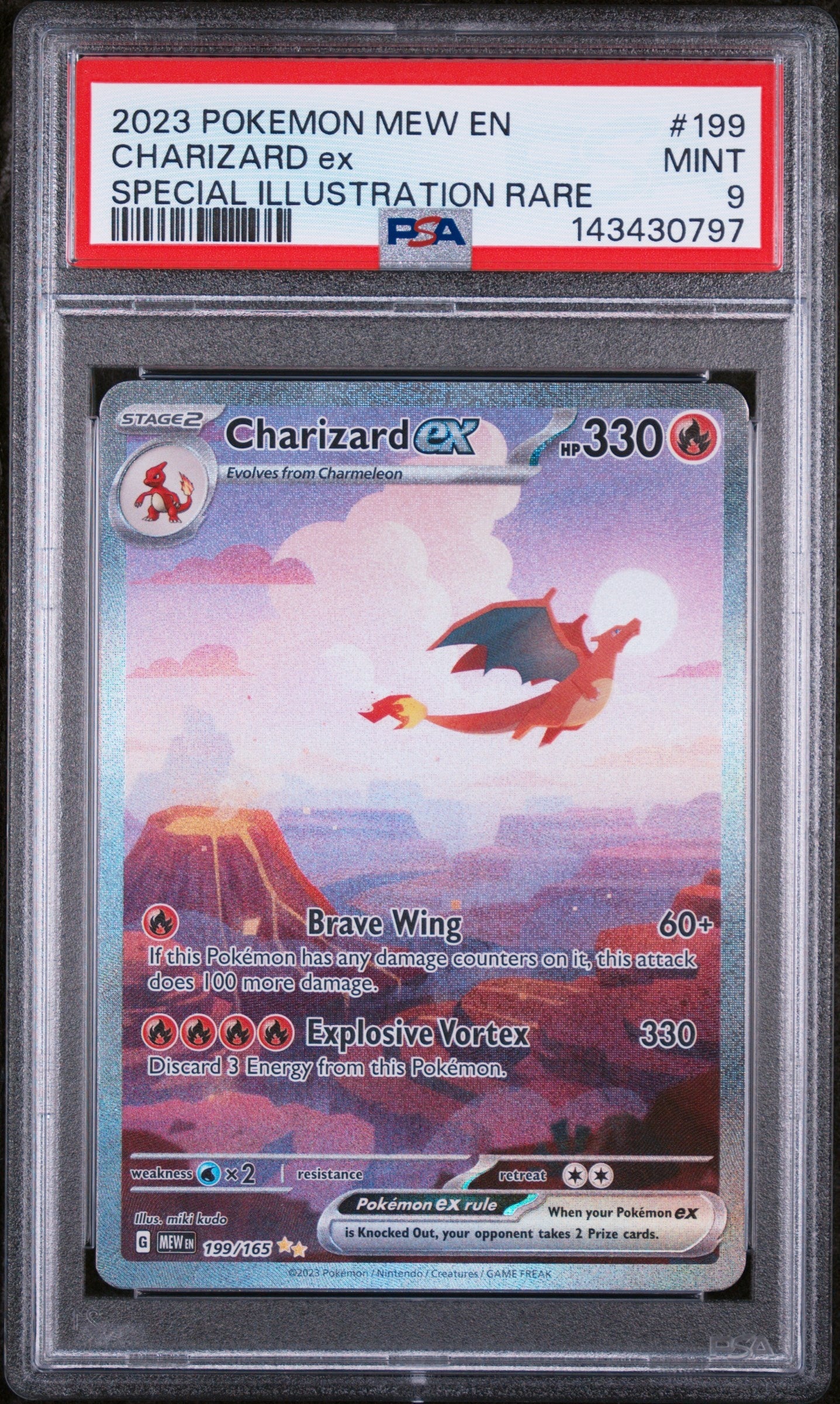 2023 Pokemon Mew En-151 199 Charizard Ex Special Illustration Rare - PSA 9