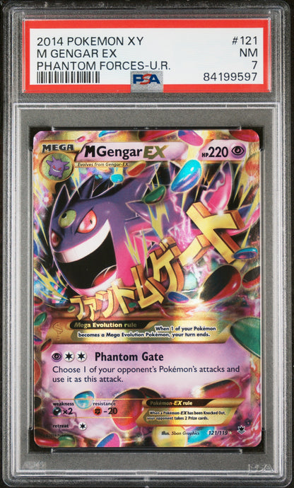 2014 Pokemon Xy Phantom Forces 121 M Gengar Ex - PSA 7