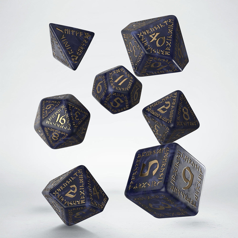 Runic Mixed Blue Gold - Dice Set 7