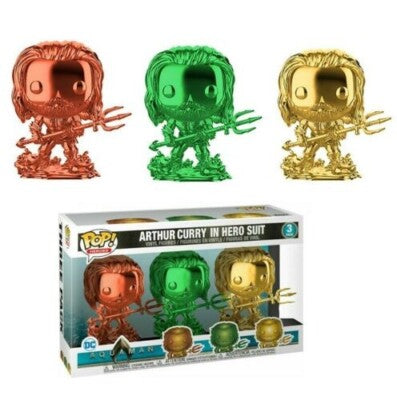 Aquaman - Arthur Curry in Hero Suit  (Orange, Green & Gold) 3 pack Pop Vinyl