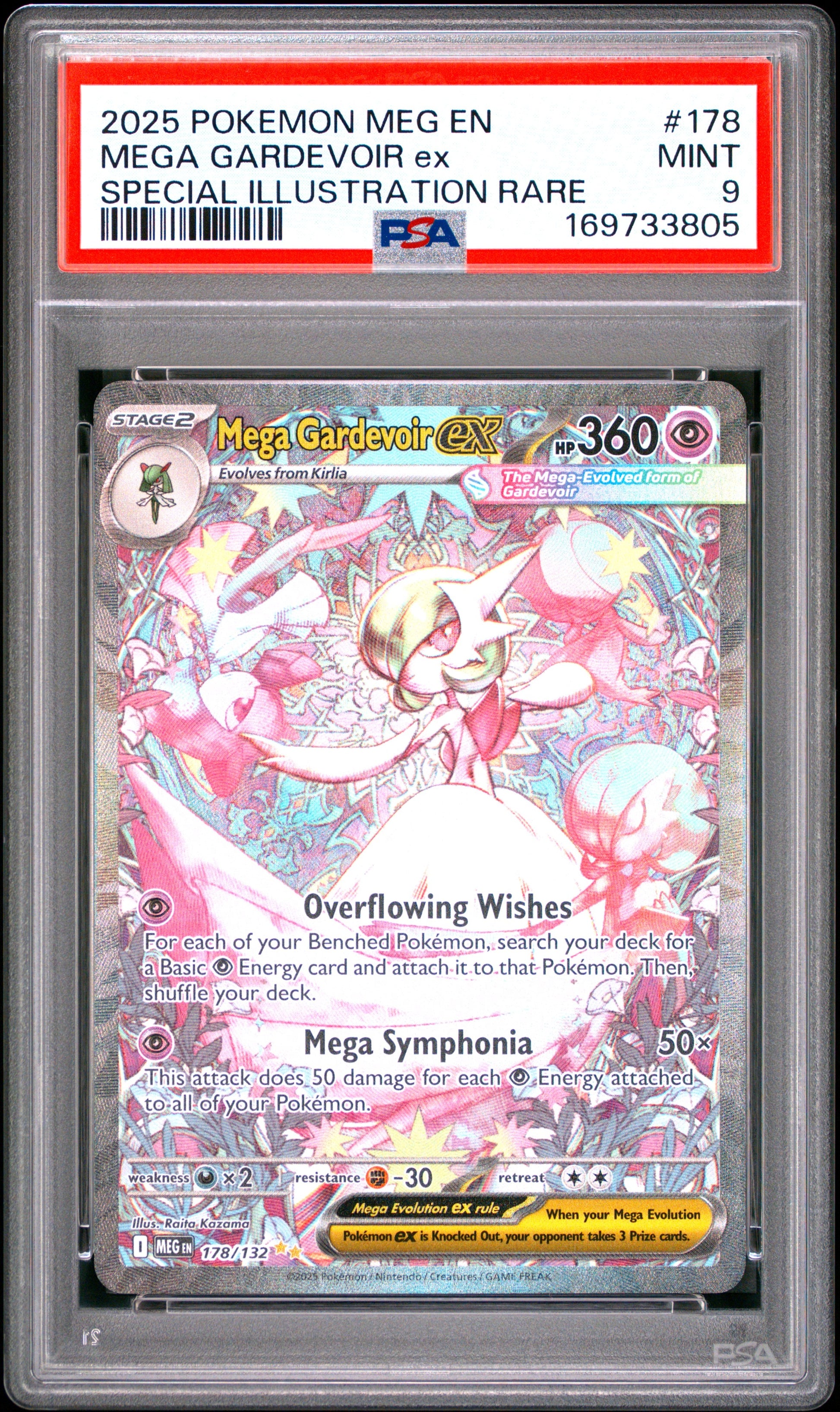 2025 Pokemon Meg En-Mega Evolution 178 Mega Gardevoir Ex Special Illustration Rare - PSA 9