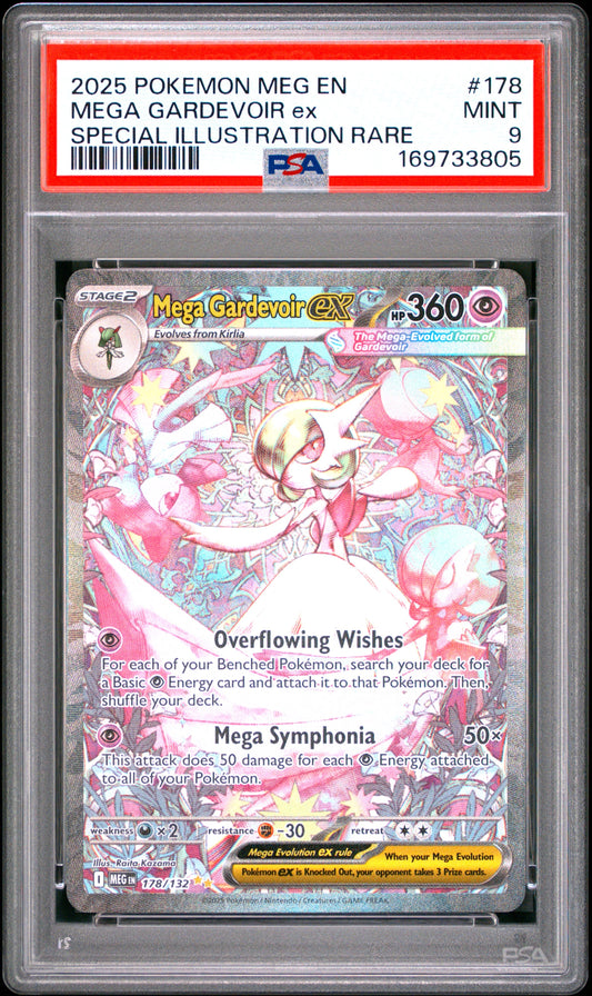 2025 Pokemon Meg En-Mega Evolution 178 Mega Gardevoir Ex Special Illustration Rare - PSA 9
