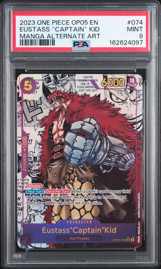 2023 One Piece Op05-Awakening Of The New Era 074 Eustass "Captain" Kid Manga Alternate Art - PSA 9