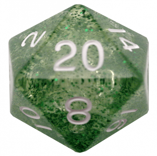 MDG 35mm Mega Acrylic d20 Dice: Ethereal Green with White Numbers