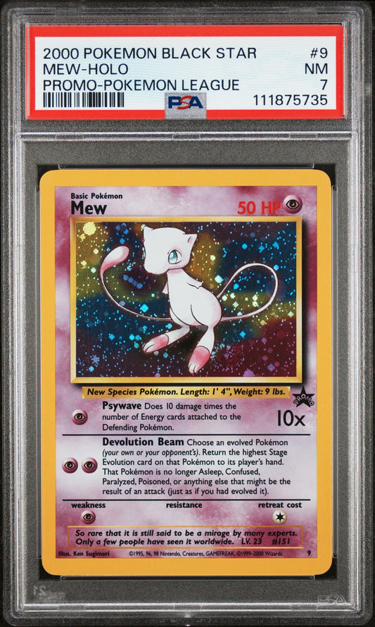2000 Pokemon Promo Black Star 9 Mew-Holo Pokemon League - PSA 7