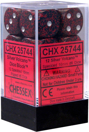 Chessex D6 Speckled 16mm d6 Silver Volcano Dice Block (12 dice)