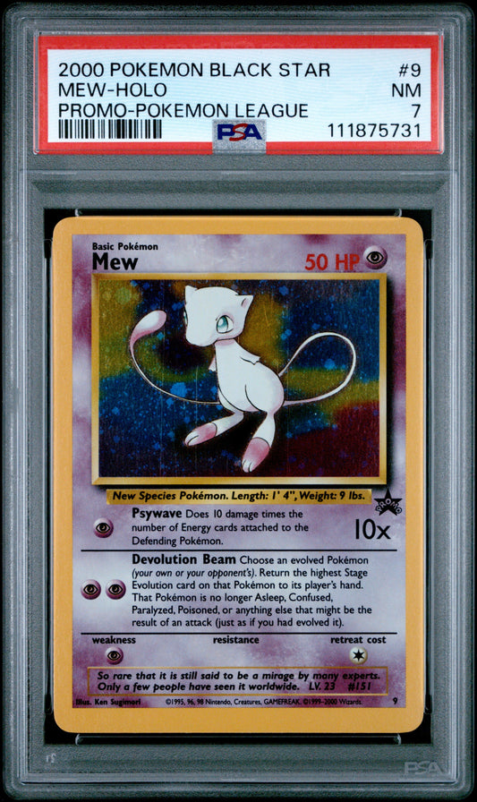 2000 Pokemon Promo Black Star 9 Mew-Holo Pokemon League - PSA 7