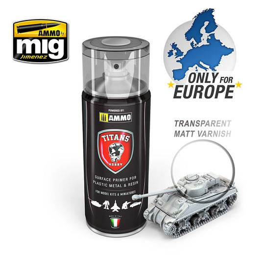 Ammo by MIG - Titans Hobby - Aerosol Spray - Transparent Matt Varnish / Base 400ml