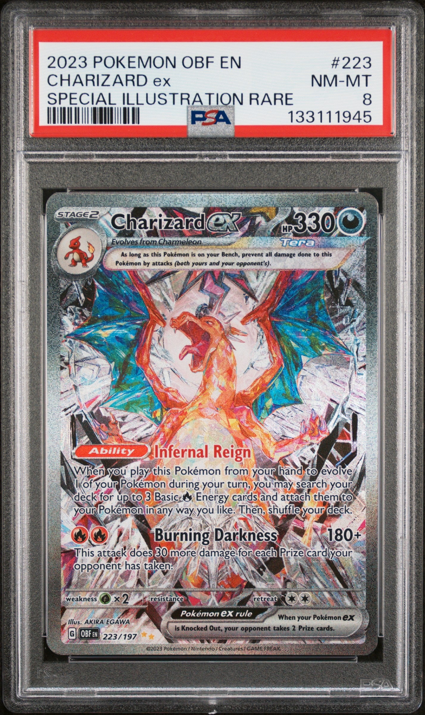 2023 Pokemon Obf En-Obsidian Flames 223 Charizard Ex Special Illustration Rare - PSA 8