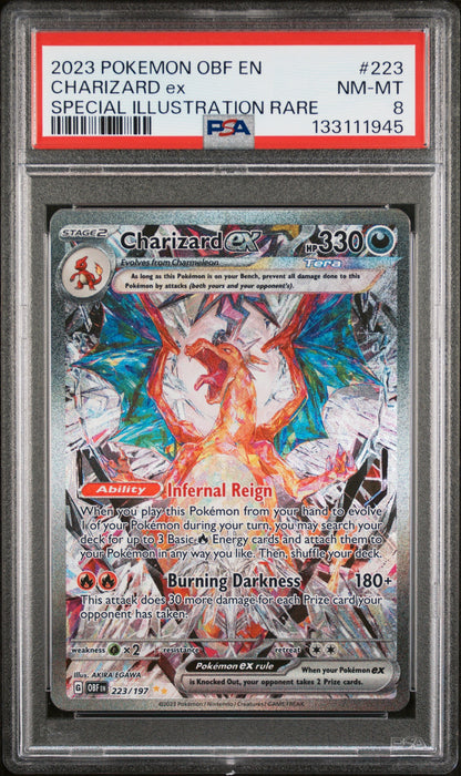 2023 Pokemon Obf En-Obsidian Flames 223 Charizard Ex Special Illustration Rare - PSA 8