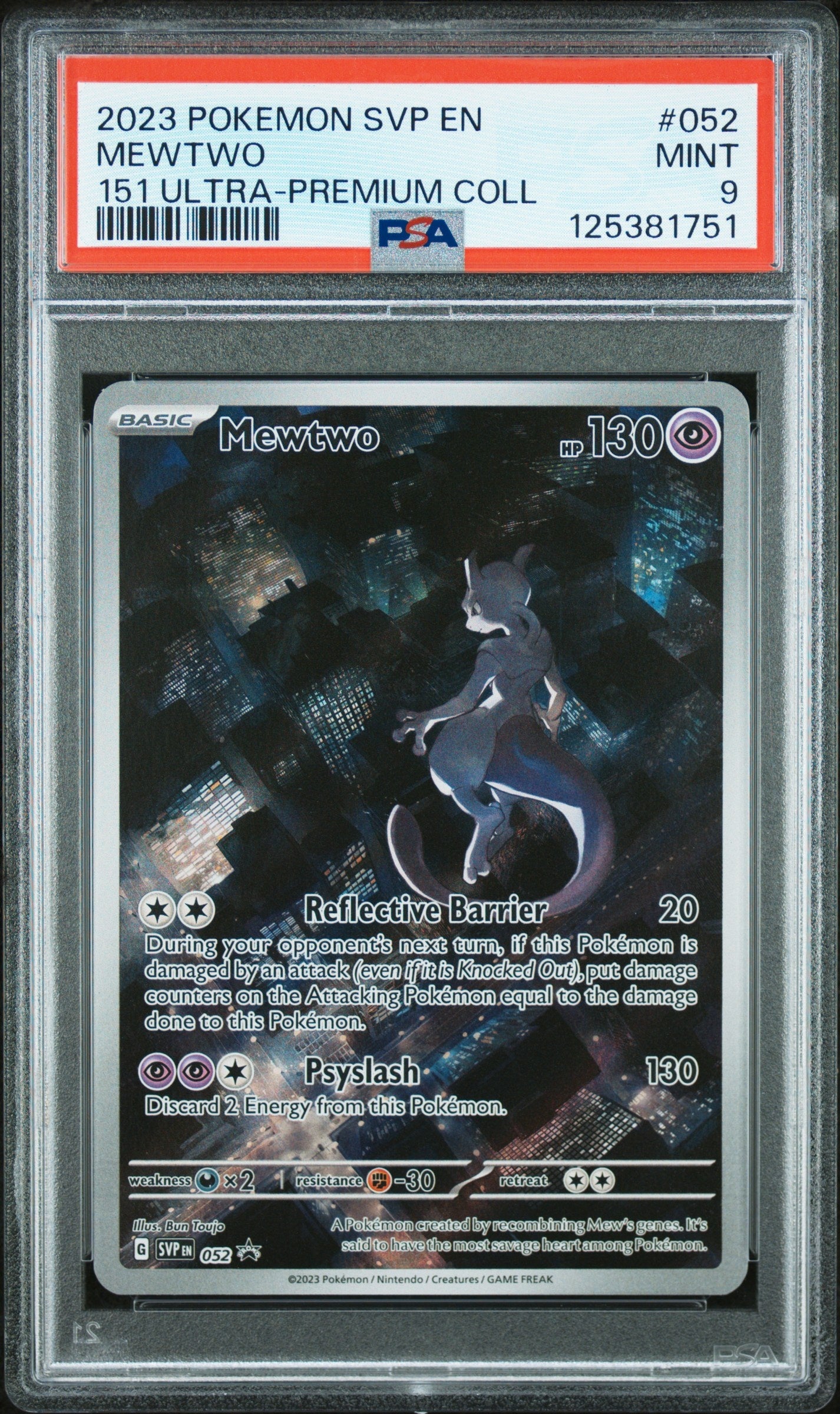 2023 Pokemon Svp En-Sv Black Star Promo 052 Mewtwo 151 Ultra-Premium Coll - PSA 9