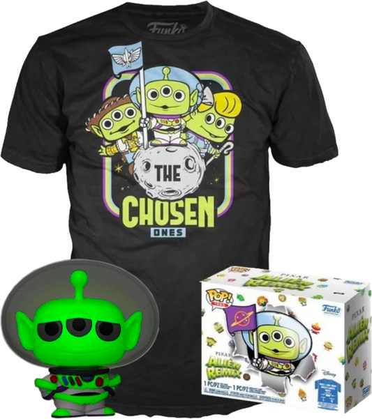 Toy Story - Alien Remix Buzz Lightyear with The Chosen Ones Tee Glow in the Dark Pop! Vinyl Figure & T-Shirt Box Set