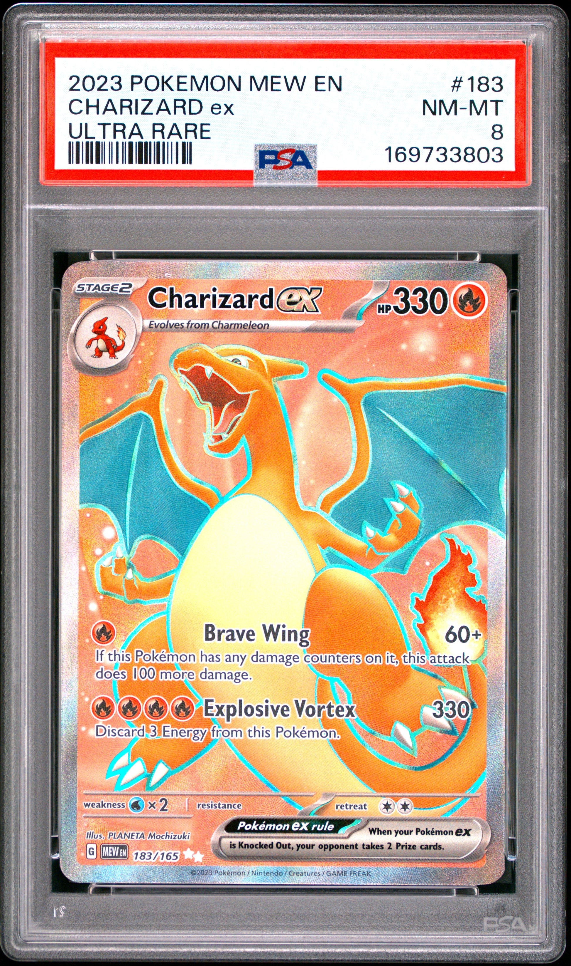 2023 Pokemon Mew En-151 183 Charizard Ex Ultra Rare - PSA 8
