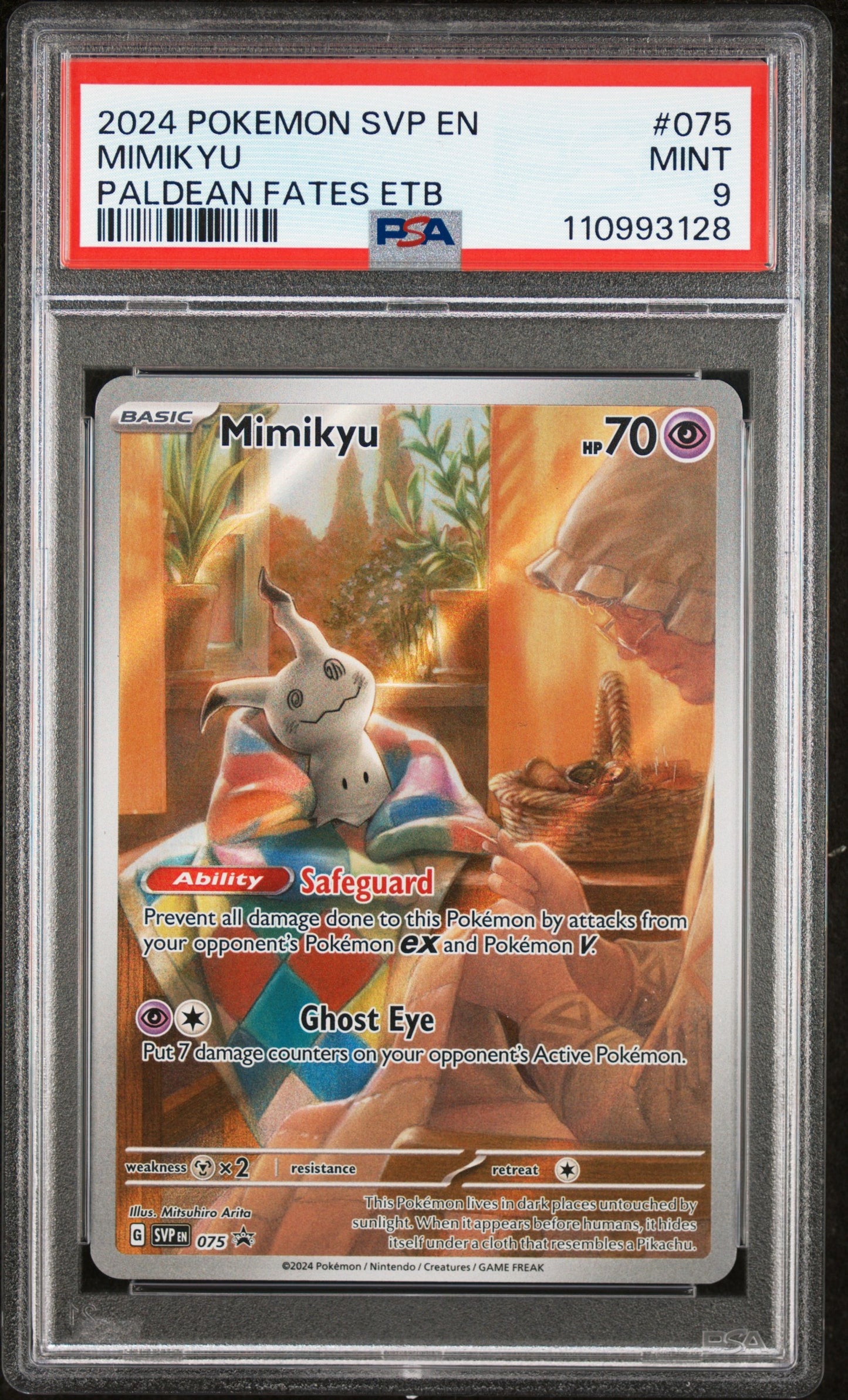 2024 Pokemon Svp En-Sv - Mimikyu - Black Star Promo - 075 - Paldean Fates Etb - PSA 9