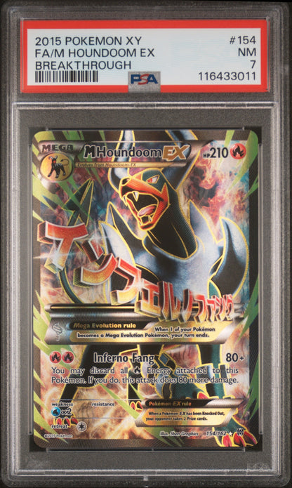 2015 Pokemon Xy Breakthrough 154 M Houndoom Ex - PSA 7