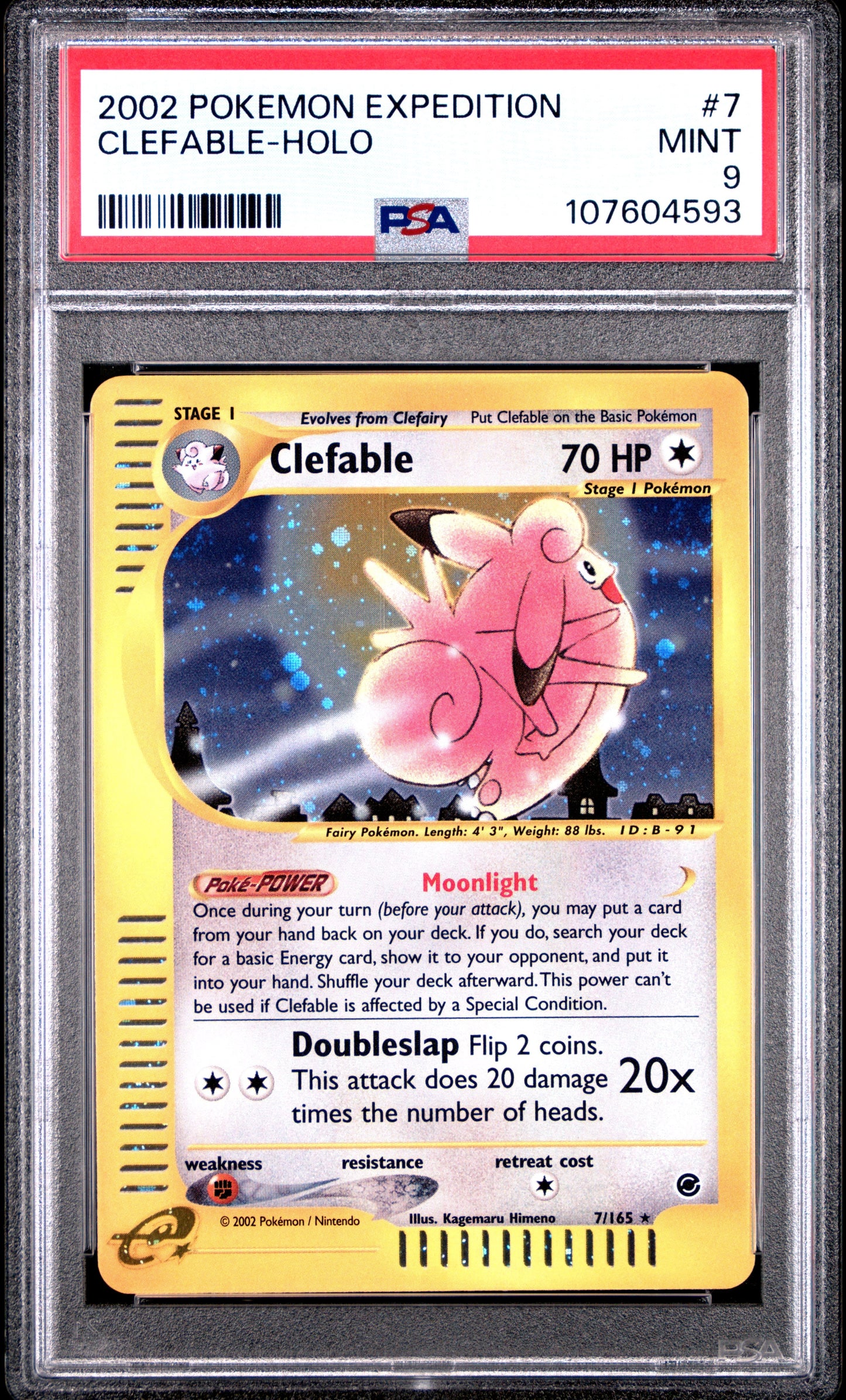 2002 Pokemon Expedition 7 Clefable-Holo - PSA 9
