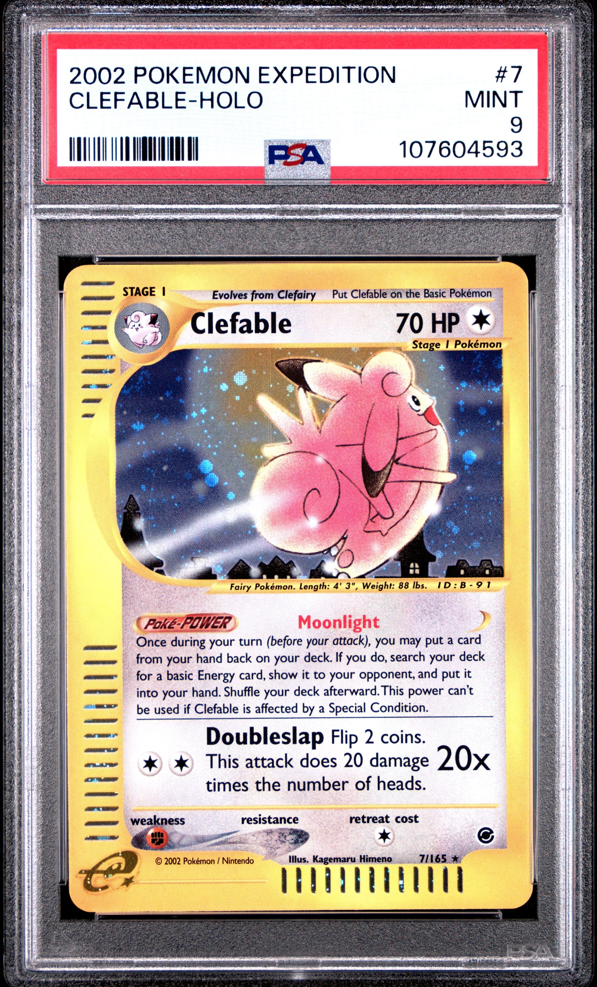 2002 Pokemon Expedition 7 Clefable-Holo - PSA 9
