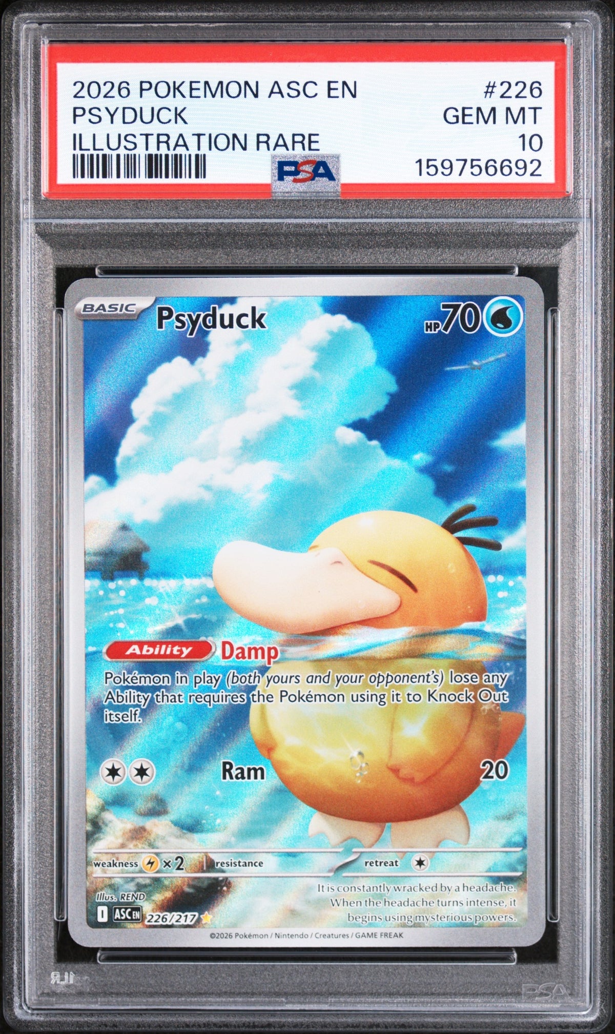 2026 Pokemon Asc En-Ascended Heroes 226 Psyduck Illustration Rare - PSA 10