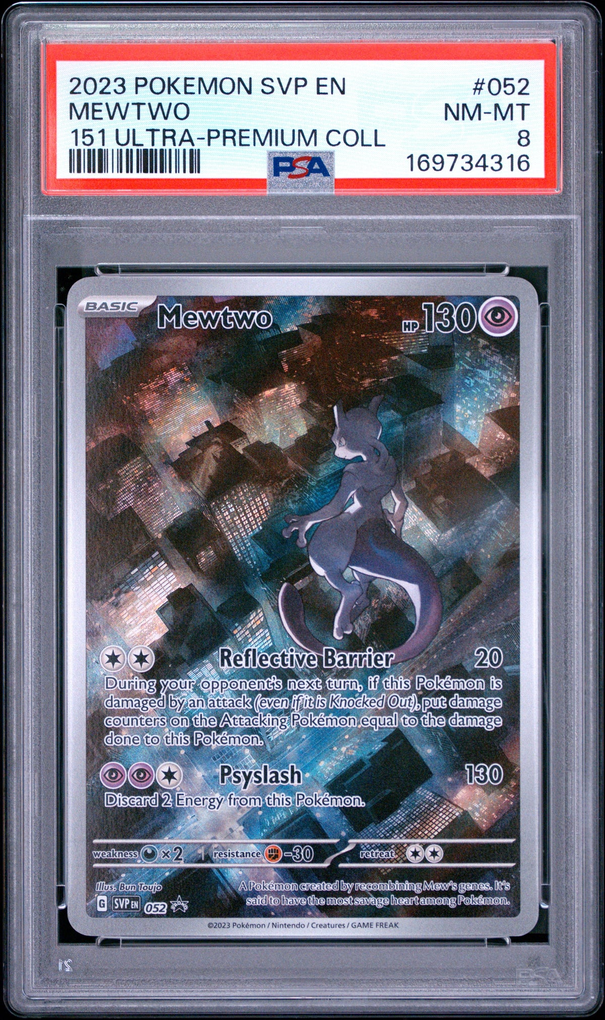 2023 Pokemon Svp En-Sv Black Star Promo 052 Mewtwo 151 Ultra-Premium Coll - PSA 8