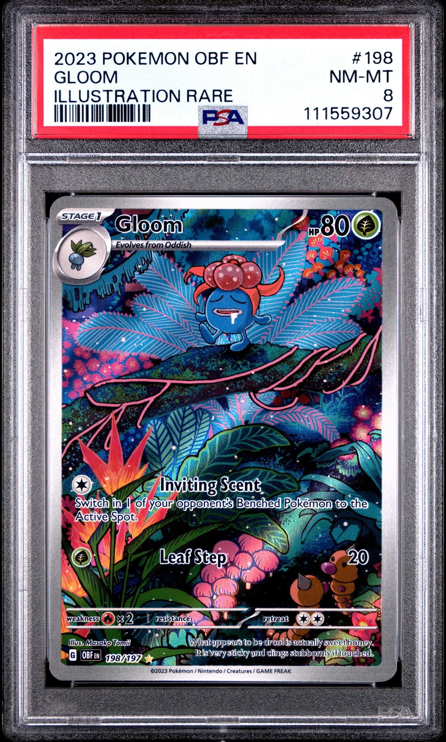 2023 Pokemon Obf En-Obsidian Flames 198 Gloom Illustration Rare - PSA 8