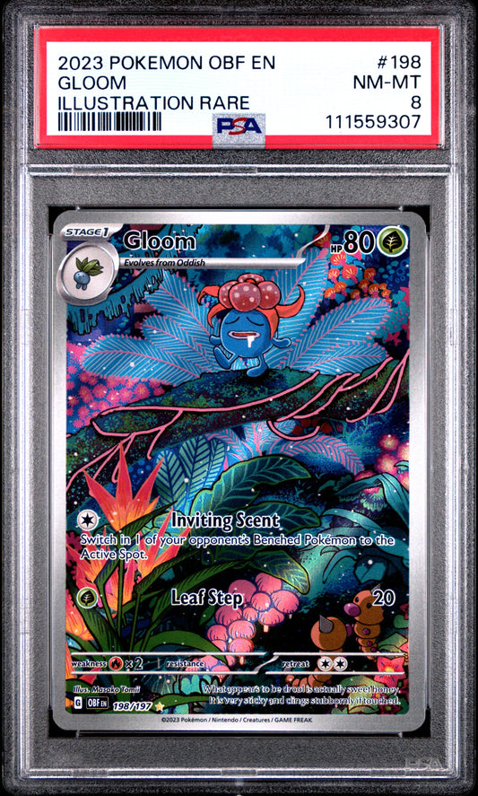 2023 Pokemon Obf En-Obsidian Flames 198 Gloom Illustration Rare - PSA 8