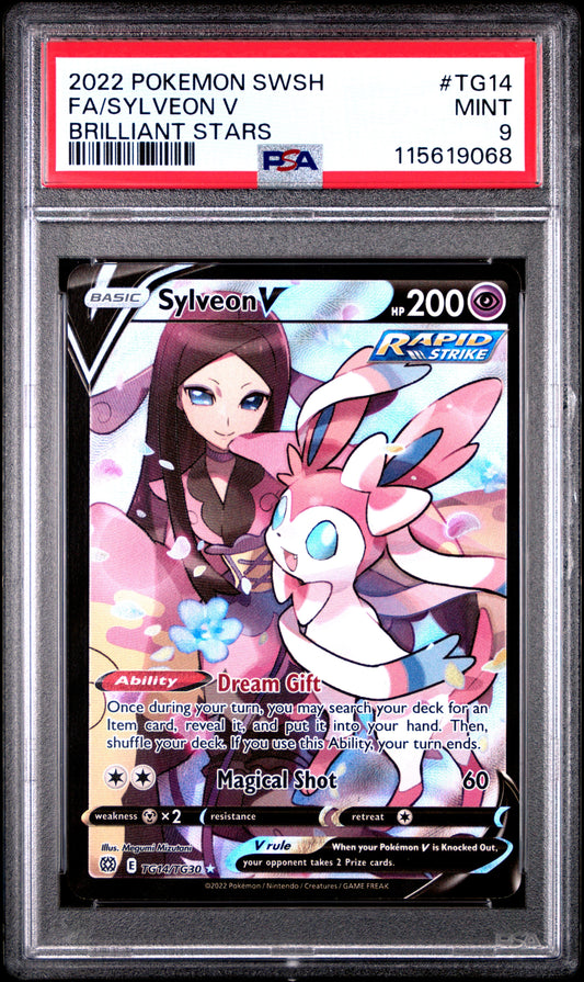 2022 Pokemon Sword & Shield Brilliant Stars Tg14 Sylveon V - PSA 9
