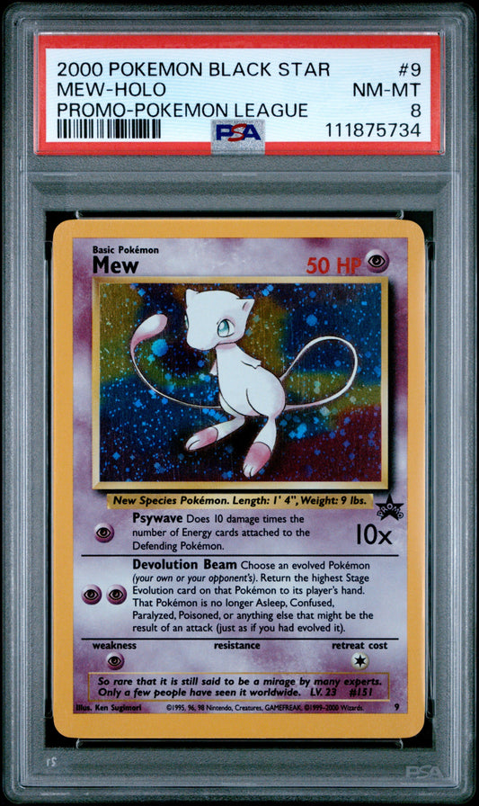 2000 Pokemon Promo Black Star 9 Mew - Holo Pokemon League - PSA 8