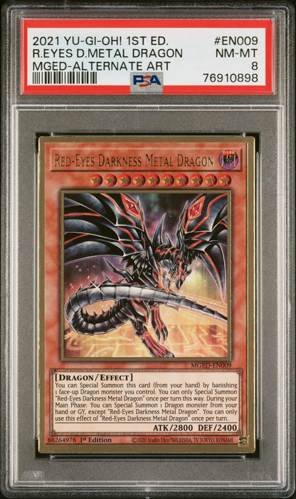 2021 Yu-Gi-Oh! Maximum Gold: El Dorado En009 R.Eyes D.Metal Dragon Mged-Alternate Art - PSA 8