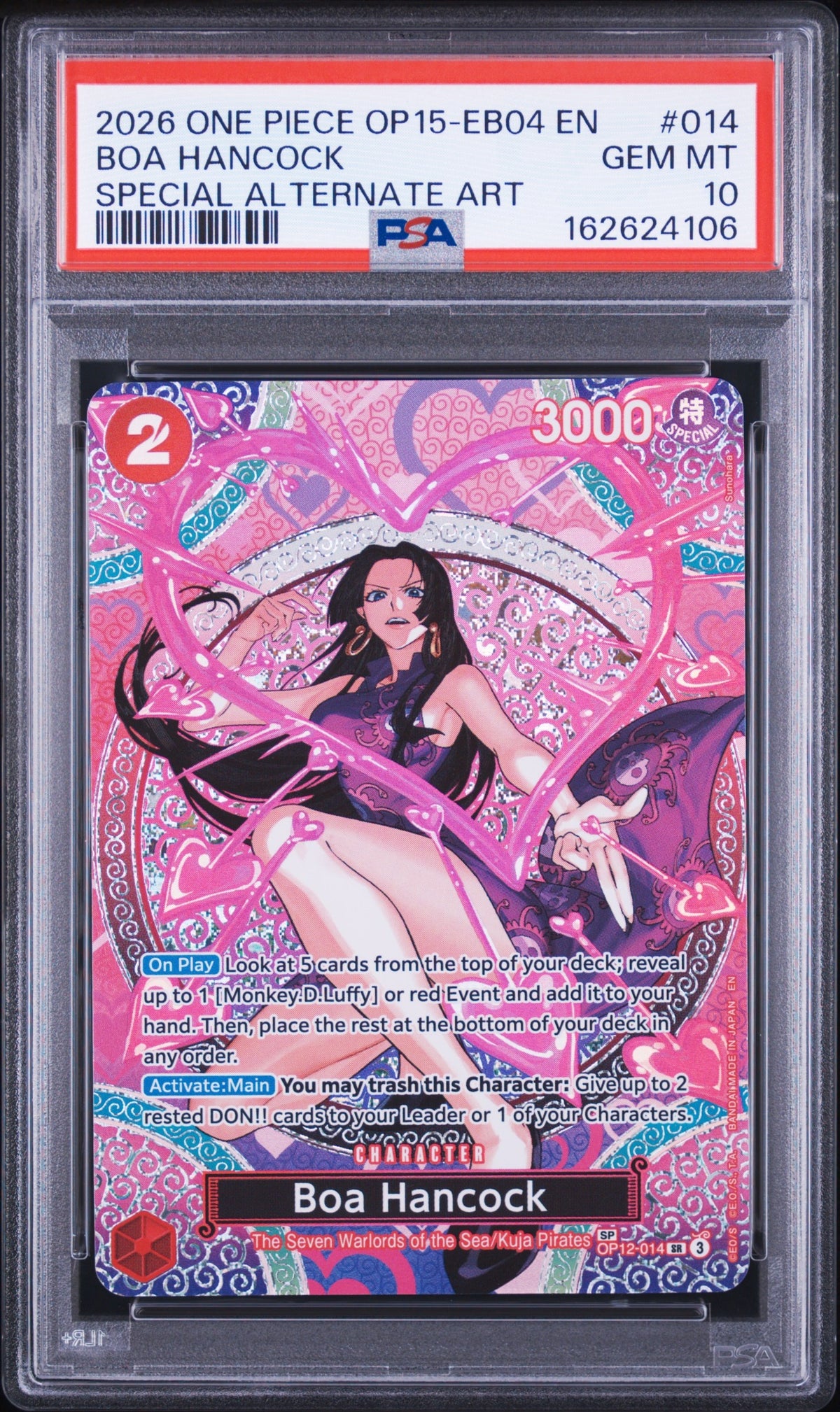 2026 One Piece Op15-Eb04-Adventure On Kami's Island 014 Boa Hancock Special Alternate Art - PSA 10
