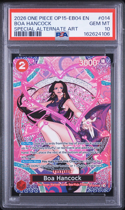 2026 One Piece Op15-Eb04-Adventure On Kami's Island 014 Boa Hancock Special Alternate Art - PSA 10