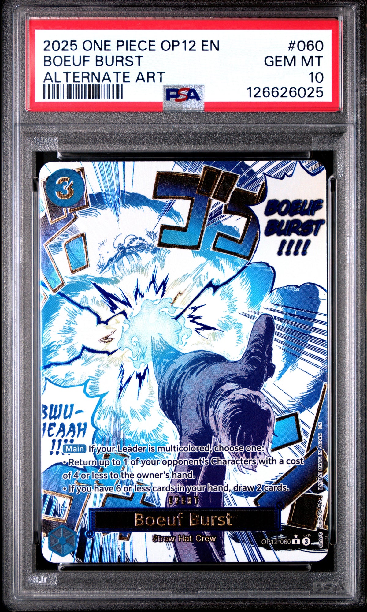 2025 One Piece Op12-Legacy Of The Master 060 Boeuf Burst Alternate Art -PSA 10