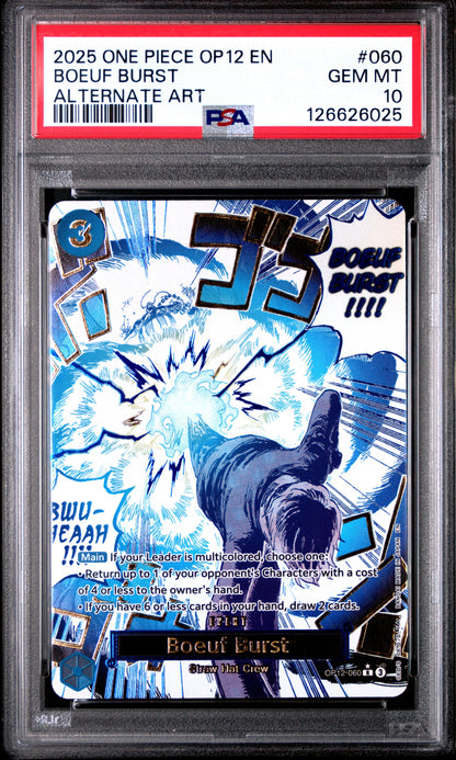 2025 One Piece Op12-Legacy Of The Master 060 Boeuf Burst Alternate Art -PSA 10