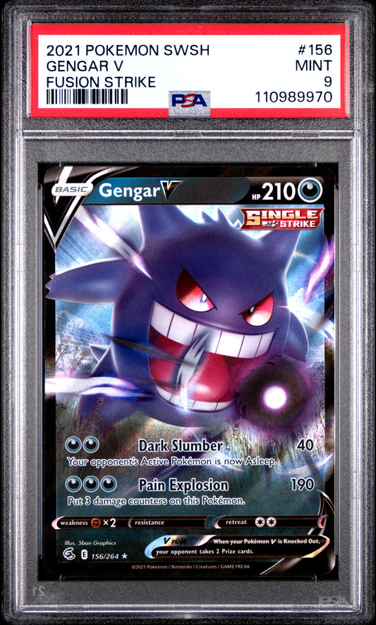 2021 Pokemon Sword & Shield - Gengar V - Fusion Strike - 156 - PSA 9