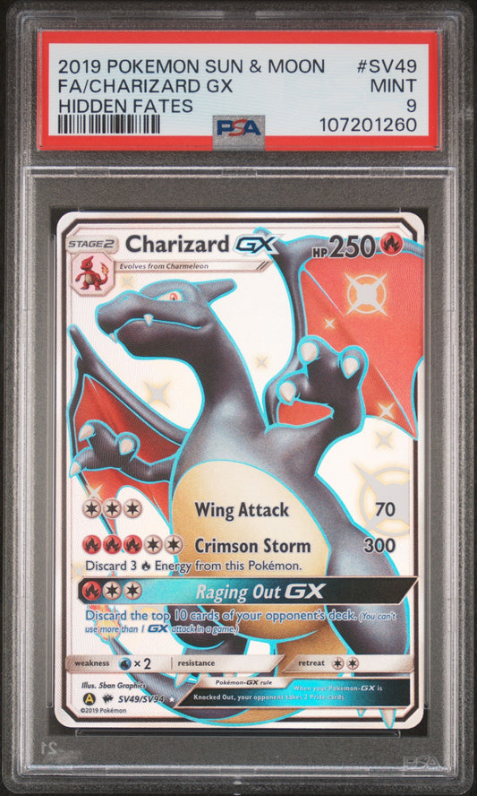 2019 Pokemon Sun & Moon Hidden Fates Sv49 Charizard GX