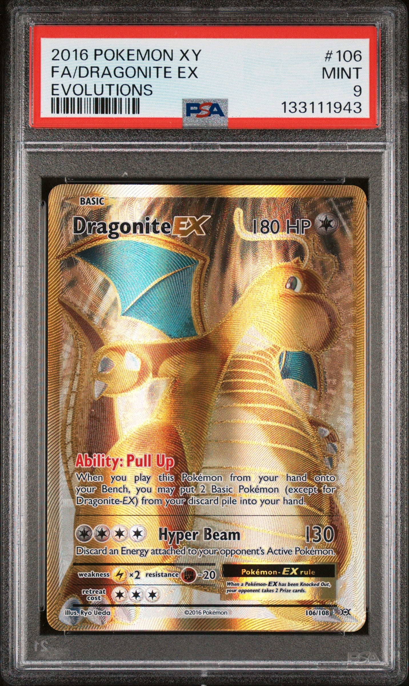 2016 Pokemon Xy Evolutions 106 Fa/Dragonite Ex Evolutions - PSA 9