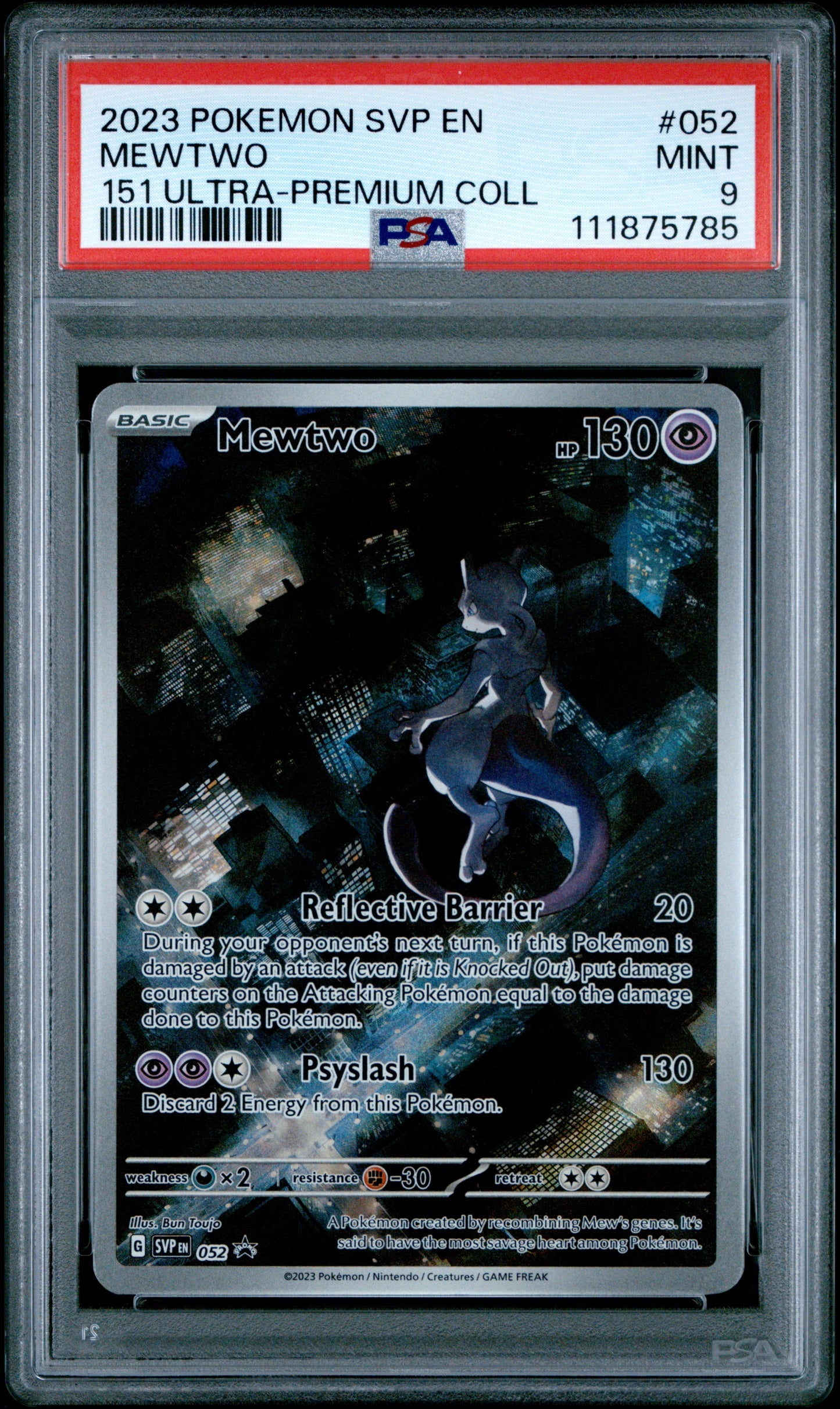 2023 Pokemon Svp En-Sv Black Star Promo 052 Mewtwo 151 Ultra-Premium Coll - PSA 9