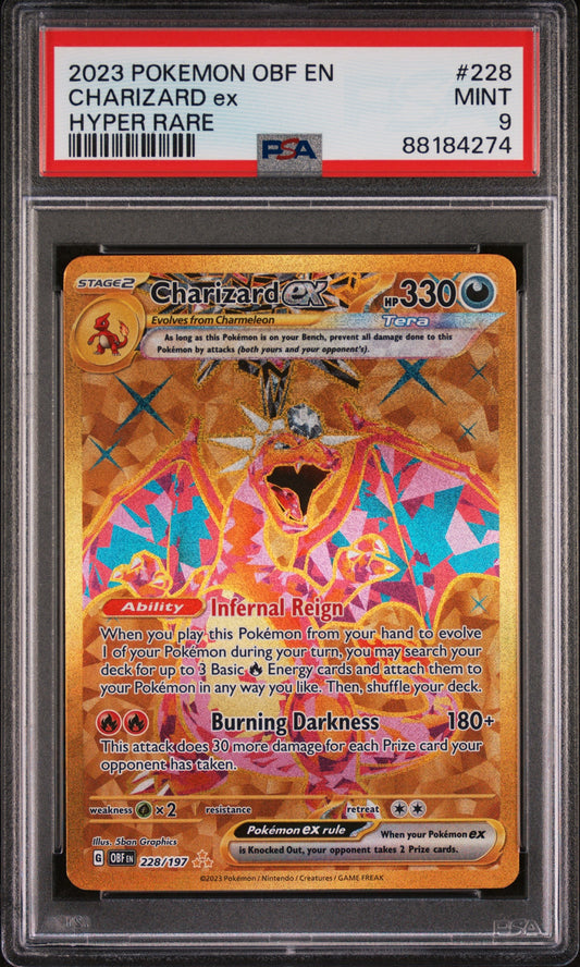 2023 Pokemon Obf En-Obsidian Flames 228 Charizard Ex Hyper Rare - PSA 9