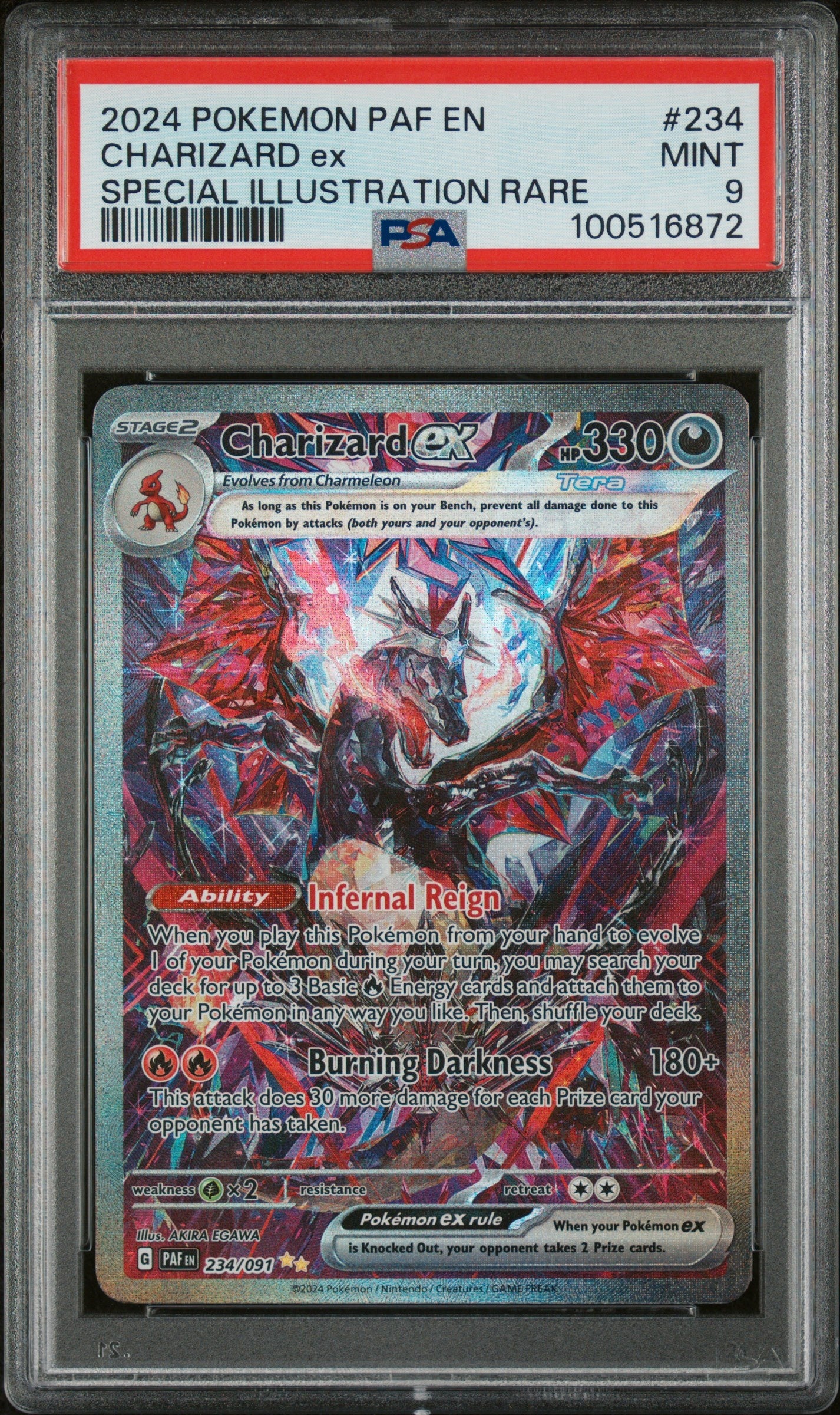 2024 Pokemon Paf En-Paldean Fates 234 Charizard Ex Special Illustration Rare - PSA 9