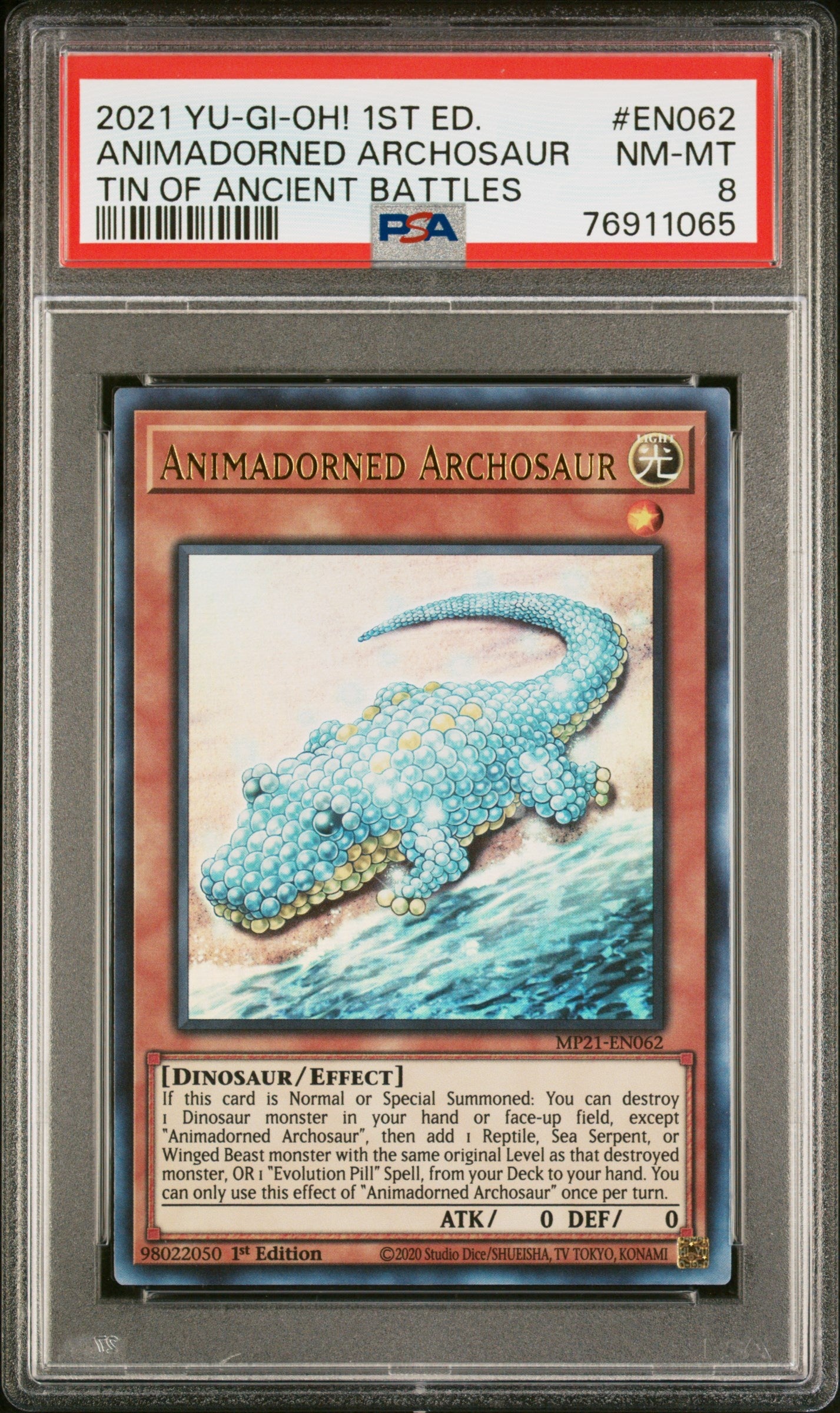 2021 Yu-Gi-Oh! Tin Of Ancient Battles En062 Animadorned Archosaur 1St Edition - PSA 8