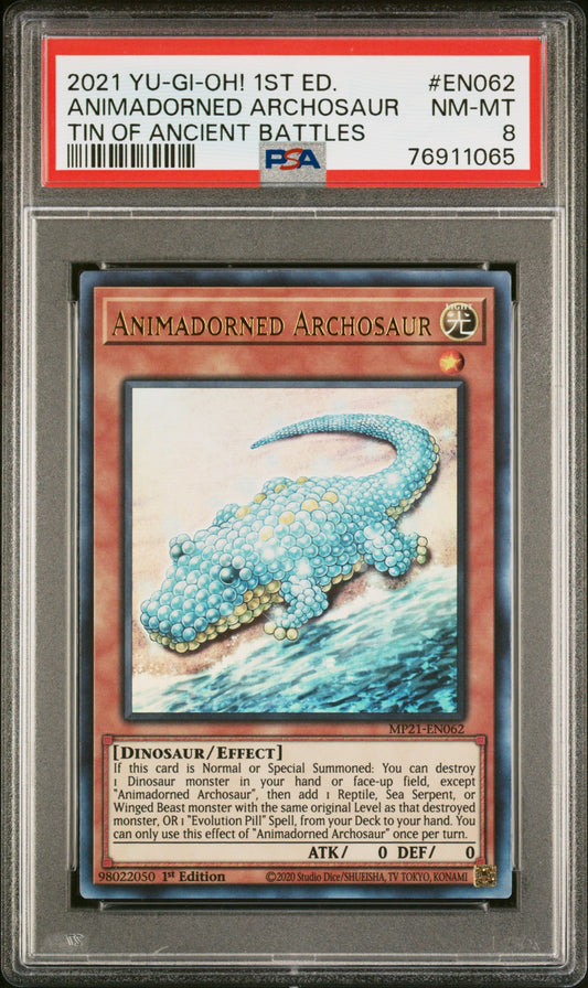 2021 Yu-Gi-Oh! Tin Of Ancient Battles En062 Animadorned Archosaur 1St Edition - PSA 8