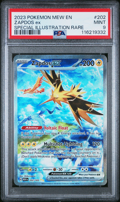 2023 Pokemon Mew En-151 202 Zapdos Ex Special Illustration Rare - PSA 9