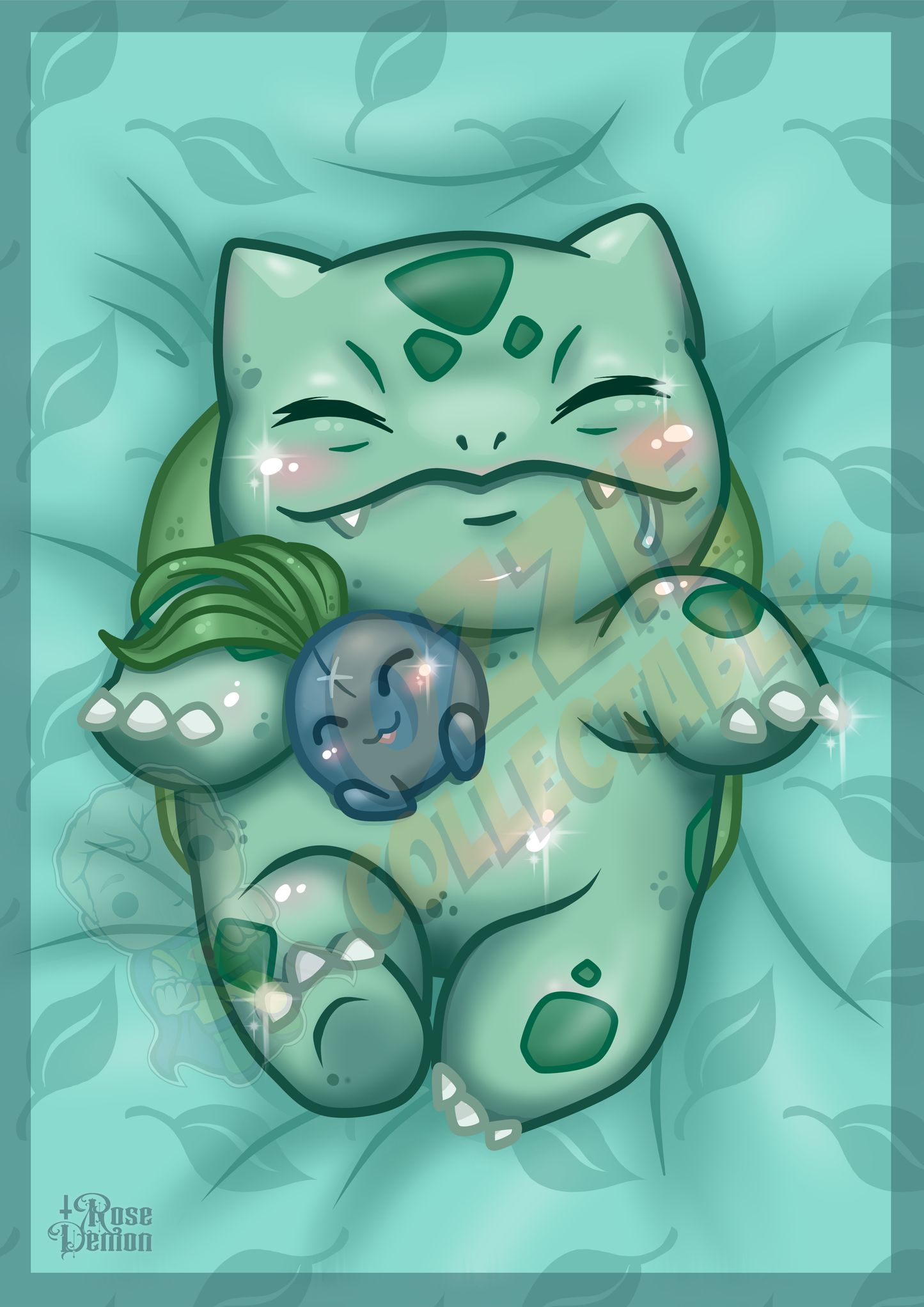 Pokémon - Sleepy Bulbasaur - Rose Demon Art Print Poster